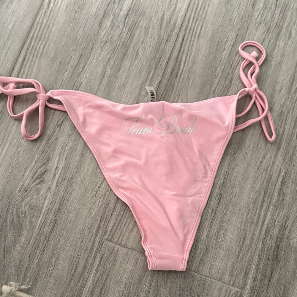Team Bride Pink Bikini Bottom with Tie Sides